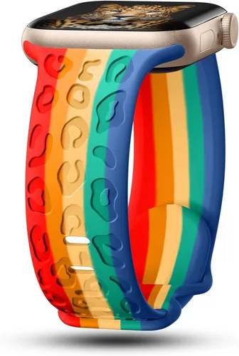 Miniatura 19 de CreateGreat Correas de leopardo grabadas compatibles con Apple Watch Band de 1.575 in 1.614 in 1.496 in 1.654 in 1.732 in 1.772 in 1.811 in 1.929 in