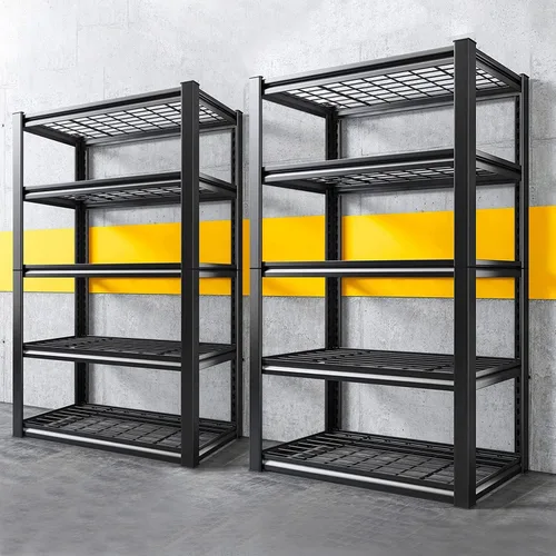 Miniatura 11 de REIBII Estantería de garaje con carga de 3000 libras, estantes de almacenamiento de 5 niveles, estantería de metal resistente ajustable para Amarillo