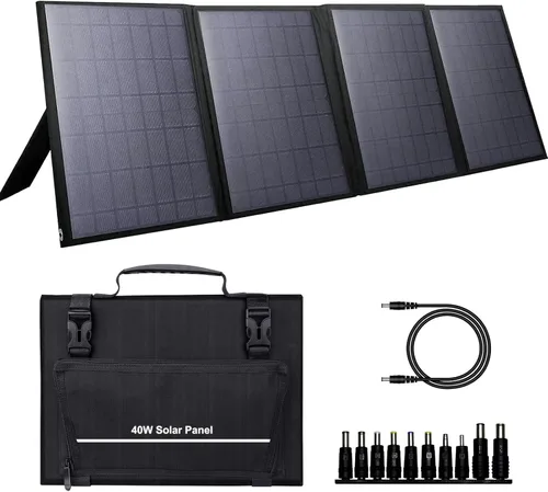 Miniatura 8 de Panel solar portátil de 60 W, cargador solar plegable con salida DC/USB C/USB A, cable de CC para estación de energía solar, banco de energía
