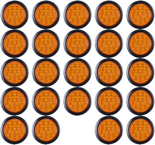 Miniatura 50 de Kit de tapones de cableado con cubierta de hule para luz trasera LED redonda de 4", 12 ledes, para RV, camioneta Luz roja - Lente transparente