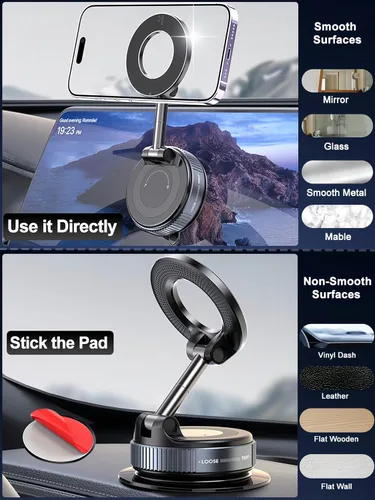 Miniatura 4 de snanlen Soporte magnético de teléfono mejorado al vacío de 360°, soporte magnético para teléfono para automóvil, soporte de teléfono con ventosa