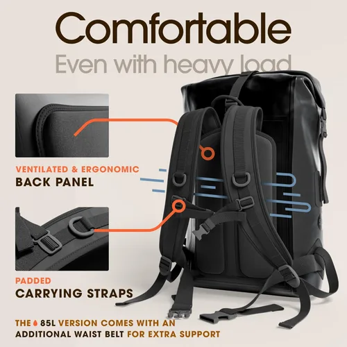 Miniatura 7 de Earth IPX8 Mochila impermeable de 35 L, con cierre enrollable resistente con bolsillo frontal con cierre de fácil acceso y panel trasero acolchado