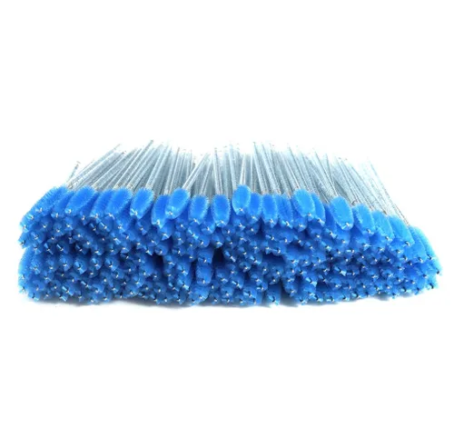 Miniatura 11 de 200 unidades/paquete de cepillos desechables para pestañas – Varitas aplicadoras de cejas – 4 colores de cabeza de cepillo flexible (negro)
