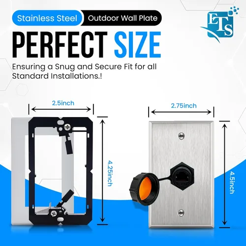 Miniatura 6 de Placa de pared Ethernet de acero inoxidable con conector CAT6 impermeable RJ45 - Toma de pared Ethernet IP68 para exteriores para conexión segura