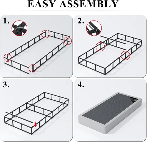 Miniatura 4 de Vehowy - Base de resorte de 9 pulgadas para cama individual, base de colchón de resorte de alta resistencia/base de cama de metal/sin 22.86 cm