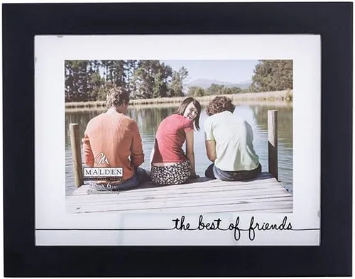 Miniatura 2 de Malden International Designs Rustic Woods - Marco flotante de vidrio serigrafiado "The Best of Friends" con paspartú, 4 x 6 / 6 x 8 pulgadas