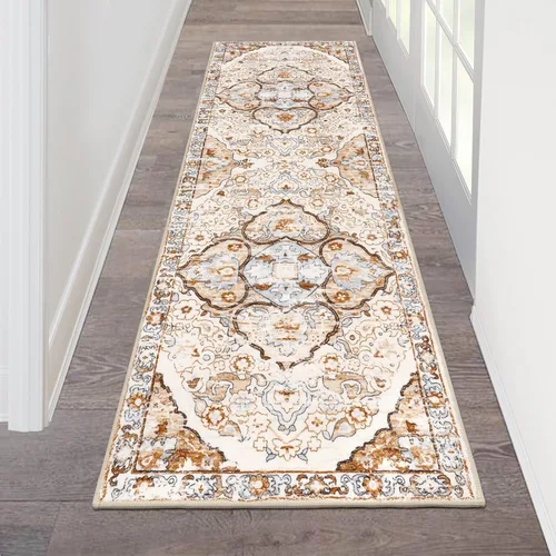 Miniatura 76 de HEBE Alfombra Pasillo 2'x10' Lavable Vintage Desgastada Alfombras de Área Antideslizante Alfombra de Lavandería Boho Alfombras de Piso para Pasillos