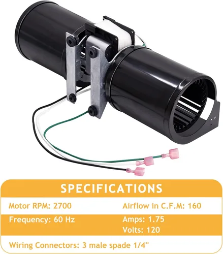 Miniatura 8 de Aftermarket 812-4900 Soplador de convección para estufas de leña Quadrafire Classic Bay 1200i, Quadra-Fire 4100i 4100 3100 3100i 4300, chimenea