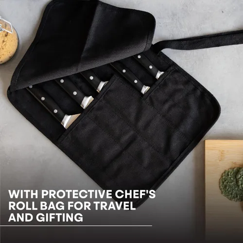 Miniatura 5 de MasterChef - Juego de cuchillos de chef con bolsa, juego de rollo de cuchillos con 5 cuchillos de cocina de calidad profesional para cocina precisa