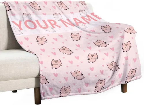 Miniatura 18 de Manta de cerdo para regalo, manta de franela polar de 50 x 60 pulgadas, suave para niñas, niños y adultos, ligera, cómoda, cálida manta con temática
