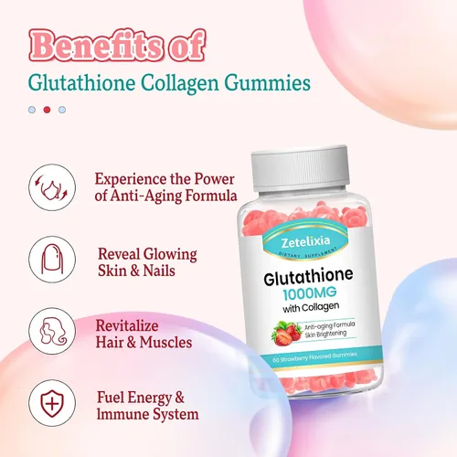 Miniatura 2 de Gomitas de colágeno de glutatión, gomitas de colágeno con vitamina C, suplemento de glutatión para mujeres, cabello, piel, uñas, músculos