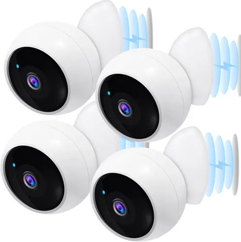 AMTIFO Cámaras de seguridad inalámbricas magnéticas para exteriores – Paquete de 4 unidades sin instalación inteligente 2K WiFi – Cámara de