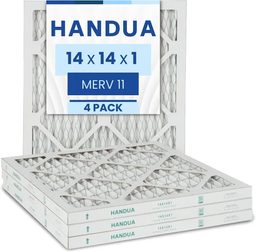 Miniatura 11 de Handua Filtro de aire MERV 11 de 14 x 6 x 1 pulgadas, control de polvo, filtro de repuesto de aire de CA para horno plateado, paquete de 4