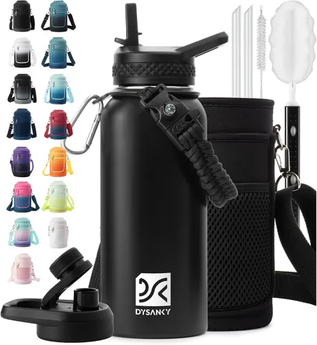 DYSANKY Botella de agua aislada de 32 onzas, metal al vacío de acero inoxidable grueso, jarra de agua deportiva portátil para gimnasio y senderismo