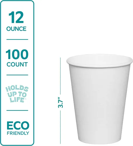 Miniatura 2 de GUSTO [Paquete de 100 tazas calientes de papel, tazas de café, 12 onzas, paquete anteriormente cómodo) 12 oz. - Blanco