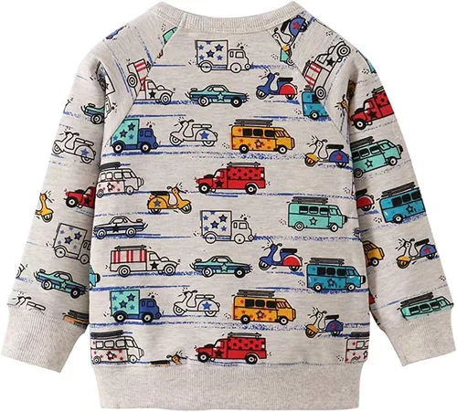 Miniatura 4 de Sudaderas para niños pequeños, de algodón, de manga larga, cuello redondo, sin botones, con estampado de dibujos animados, 2-7T