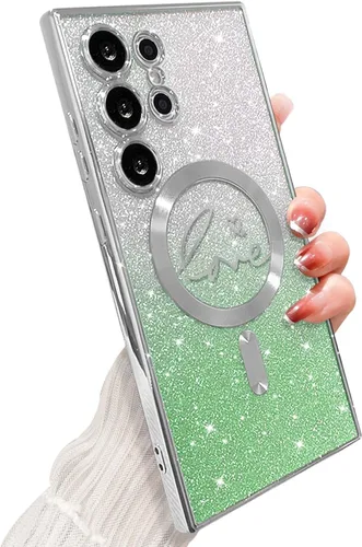 Miniatura 152 de ZONRW - Funda para Samsung Galaxy S22 Ultra magnética, para mujeres y niñas, cubierta trasera suave, lujosa, con corazón de amor, bling, degradado
