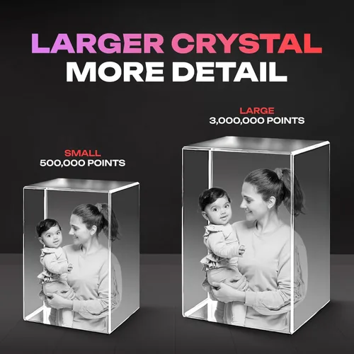 Miniatura 2 de Foto holográfica 3D personalizada grabada y grabada al aguafuerte dentro de un cristal con tu propia imagen – Perfecta para cumpleaños, bodas