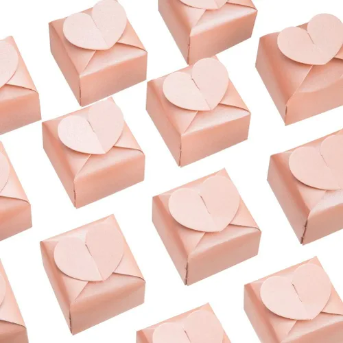 Miniatura 12 de AWELL Caja de dulces de regalo rosa a granel de 2 x 2 x 2 pulgadas con cinta rosa caja de favor de fiesta, paquete de 50 Caja rosa con cinta rosa