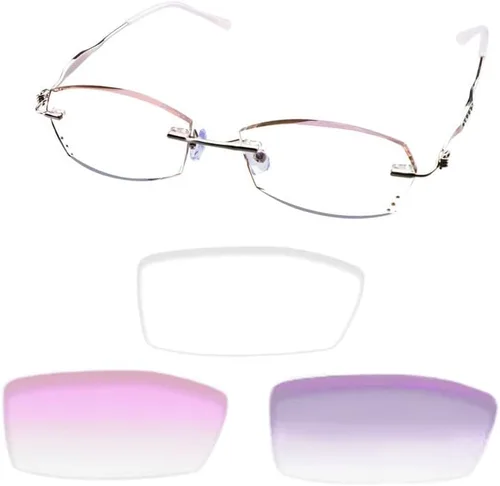 Miniatura 16 de VisionGlobal Lentes de lectura con bloqueo de luz azul sin montura con lente personalizada que reducen la fatiga ocular con diamantes elegantes