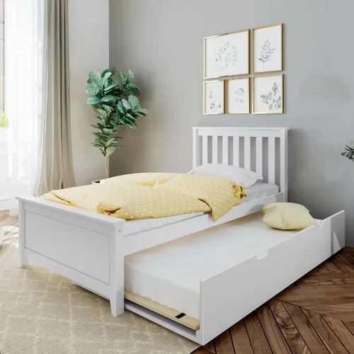 Miniatura 10 de Max & Lily Cama individual, base de cama con cabecera para niños con cajón deslizable, rejilla, color nogal