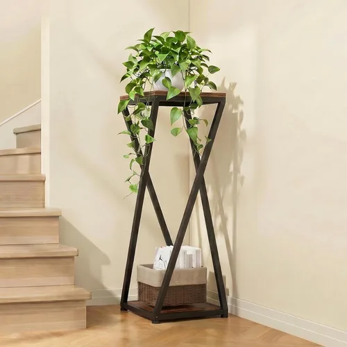 Miniatura 5 de Soporte alto para plantas de 2 niveles para interiores, mesa auxiliar cuadrada pequeña para el hogar 32.5" Height, Small Square Drink Table