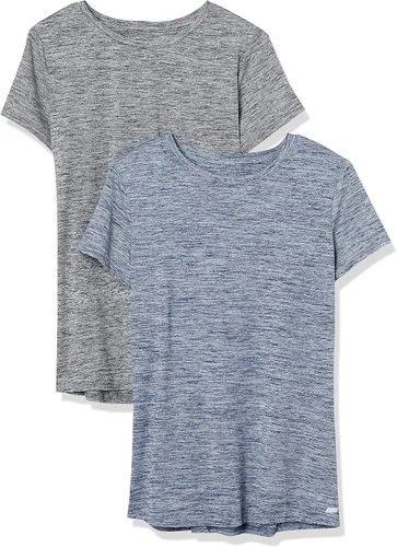 Tienda Essentials - Camiseta Tech elástica de manga corta con cuello redondo para mujer (disponible en tallas extragrandes), paquete múltiple