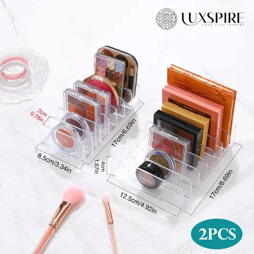 Miniatura 2 de Luxspire Organizador de sombra de ojos acrílica, paquete de 2 organizadores de cajones de maquillaje, organizador de paleta de maquillaje cosmético