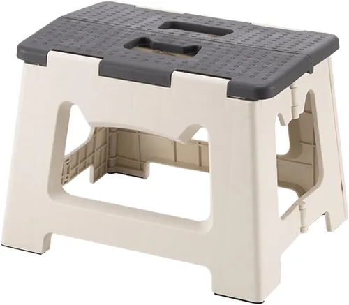 Kitty Taburete plegable, 9 pulgadas, taburete plegable antideslizante, ideal para cocina, baño, dormitorio, niños o adultos (caqui) (gris)