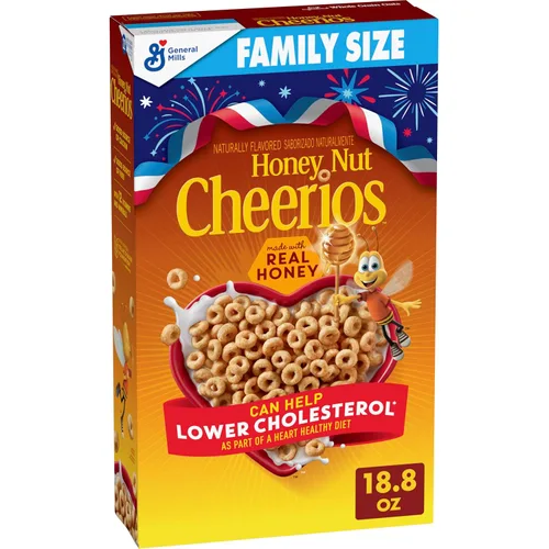 Cereales para desayuno con avena Cheerios Honey Nut, sin gluten, 18.8 onzas