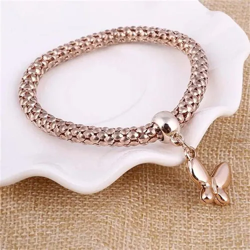 Miniatura 3 de SILANER Pulseras multicapa con dijes de cristal, 3 unidades, oro y plata, oro rosa, pulsera elástica en forma de corazón para mujer, árbol de la vida