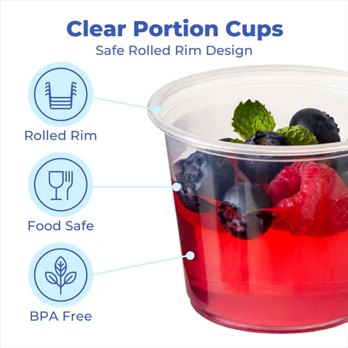 Miniatura 4 de Fit Meal Prep Paquete de 2500 Vasos de Condimentos de 1 oz Sin BPA Sin Tapas, Contenedores Desechables para Shots de Gelatina, Tazas Pequeñas