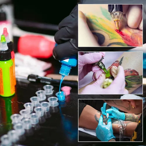 Miniatura 6 de Autdor Tapas de tinta pequeñas – 200 piezas de vasos de pigmento de tatuaje, vasos desechables de tinta de tatuaje para Microblading, maquillaje