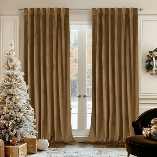Miniatura 14 de BGment Cortinas de terciopelo rosa polvoriento, 2 paneles de 84 pulgadas, 2 paneles para sala de estar, aislamiento térmico de lujo, reducen