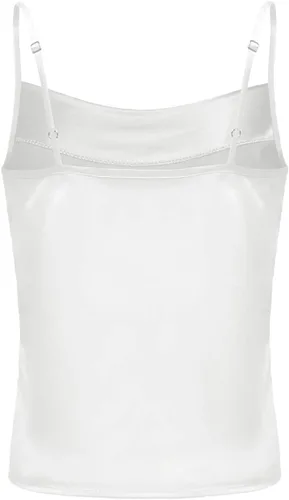 Miniatura 4 de TOUTOUAI - Blusas de tirantes de satén con cuello holgado para mujer