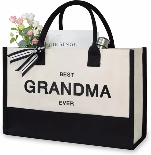 Miniatura 19 de TOPDesign - Bolso de playa de lona con inicial personalizada, bolsa de regalo con monograma, para mujer