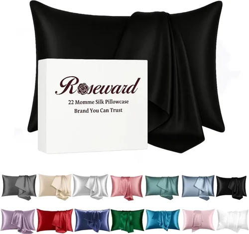 Miniatura 12 de Funda de almohada de seda morada para cabello y piel fabricada en EE. UU., fundas de almohada de seda pura de 22 mommes Queen con cremallera, grado