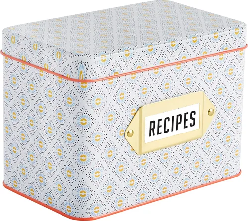 Miniatura 5 de C.R. Gibson Juego de tarjetas de recetas y caja: caja de recetas de lata de estilo vintage con 40 tarjetas y 12 divisores, 4.2 x 6.6 pulgadas