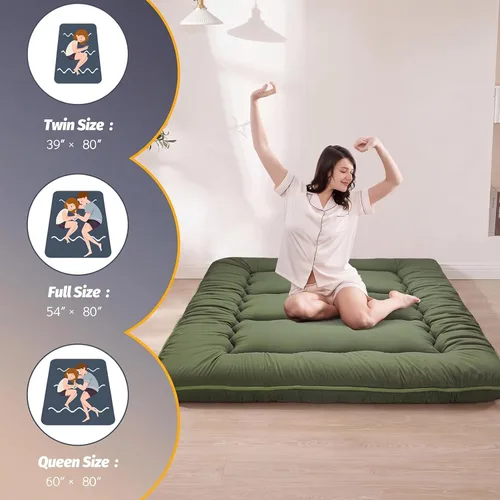 Miniatura 5 de MAXYOYO Colchón de futón de suelo japonés de 15 cm de grosor, colchón de tatami plegable para adultos, cama enrollable para habitación de invitados