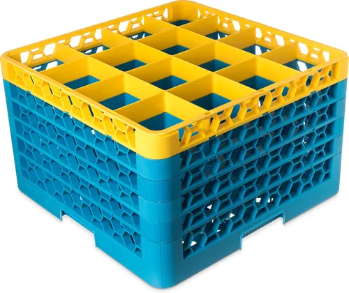 Miniatura 130 de Carlisle FoodService Products RG9-214 OptiClean Estante de vidrio con 9 compartimentos con 2 extensores, 7.12 pulgadas, polipropileno, azul