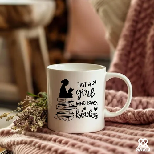 Miniatura 6 de Panvola Just A Girl Who Loves Books Book Lover Gift For Woman Reader Librarian Mug Bookworm Bibliophile Novedoso Vaso de Cerámica Café 11 oz Blanco