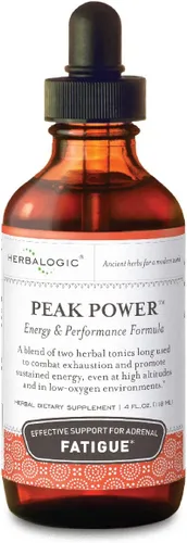 Herbalogic - Gotas de hierbas líquidas Peak Power - Fórmula energética natural sin estimulantes para combatir la fatiga suprarrenal y mejorar la