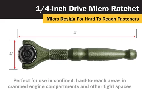 Miniatura 4 de Titan Tools 11324 - Destornillador con trinquete micro de 1/4 de pulgada x 4 pulgadas y 90 dientes - Verde