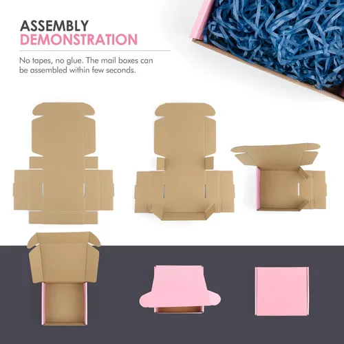 Miniatura 4 de Golden State Art, Cajas de envío rosadas de 4 x 4 x 2, paquete de 26 cajas pequeñas de cartón corrugado para envío, embalaje, regalos de manualidades