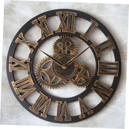 Miniatura 9 de IMIKEYA Reloj de pared vintage steampunk reloj de pared de metal engranaje de pared reloj digital digital de pared silencioso moderno reloj de bambú