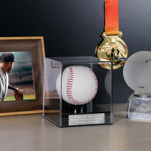 Miniatura 2 de Estuche de exhibición de béisbol, estuche de soporte de béisbol con grabado, recuerda tu béisbol especial, caja de almacenamiento de béisbol Estilo C