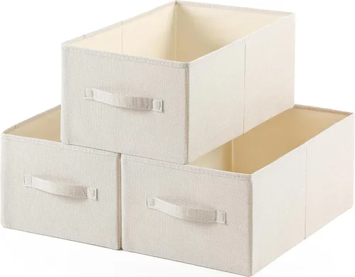 Organizadores y almacenamiento de ropa de lino, cestas de almacenamiento grandes, lavables, organizador de ropa con asa, organizador de suéter para