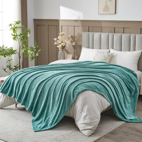 Miniatura 23 de NEWCOSPLAY Manta de Tiro Súper Suave Aqua Franela Sedosa Premium Fleece con Patrón de Hojas Ligera Manta de Cama para Uso en Todas las Estaciones
