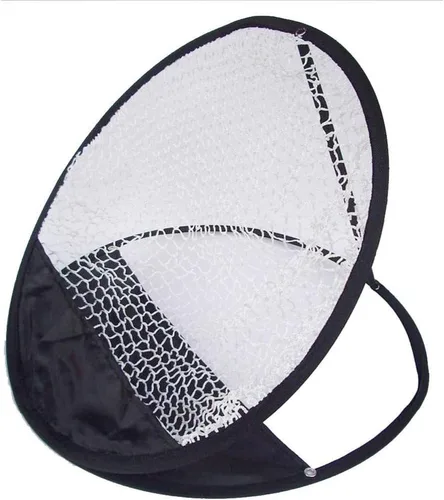 Práctica de entrenamiento portátil de tiro de golf para practicar astillado, cesta de red duradera, portátil, plegable, color negro