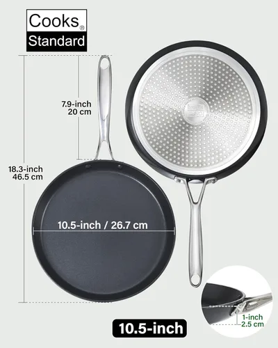 Miniatura 3 de Cooks Standard Sartén antiadherente de cerámica anodizada dura para crepas, plancha de 10.5 pulgadas, sartén para tortilla Dosa Tawa, utensilios